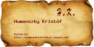 Humenszky Kristóf névjegykártya